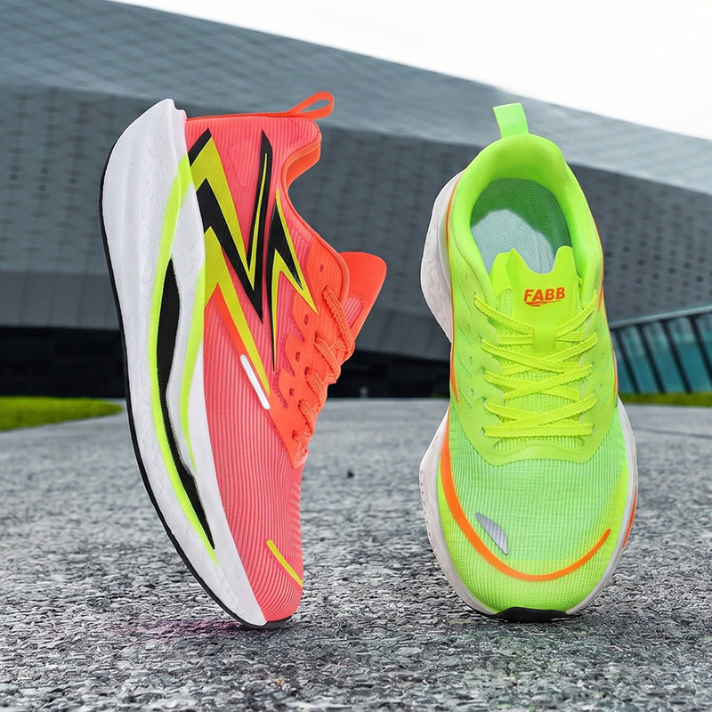 Unisex gepolsterte Straßenlaufschuhe mit rocker-Zwischensohle, energierückführender Dämpfung und atmungsaktivem Mesh-Upper Drune