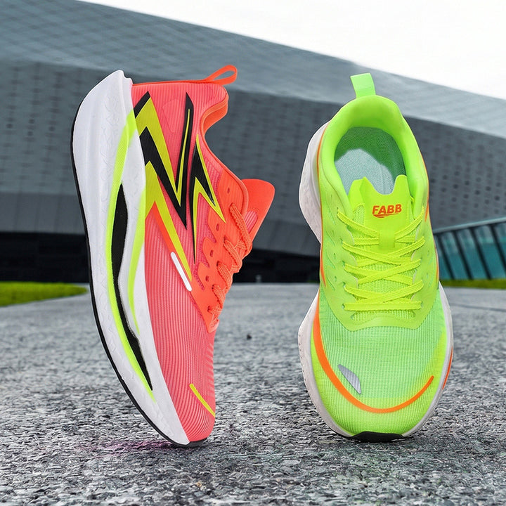 Unisex gepolsterte Straßenlaufschuhe mit rocker-Zwischensohle, energierückführender Dämpfung und atmungsaktivem Mesh-Upper Drune