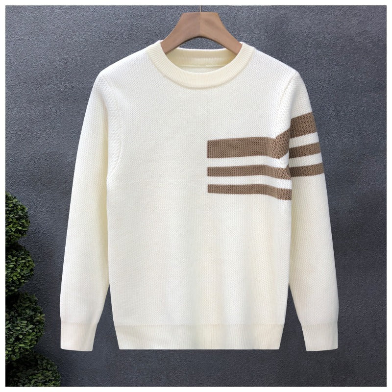Herren modischer Strickpullover mit sportlichen Streifen Drune