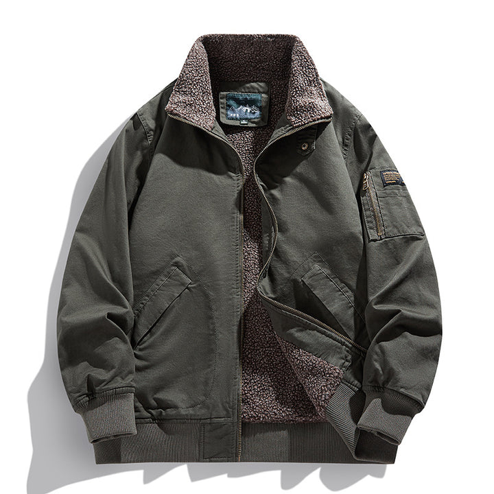 Herren Bomberjacke im Fliegerstil mit gesteppter Innenfütterung und Ärmel-Reißverschlusstasche Drune