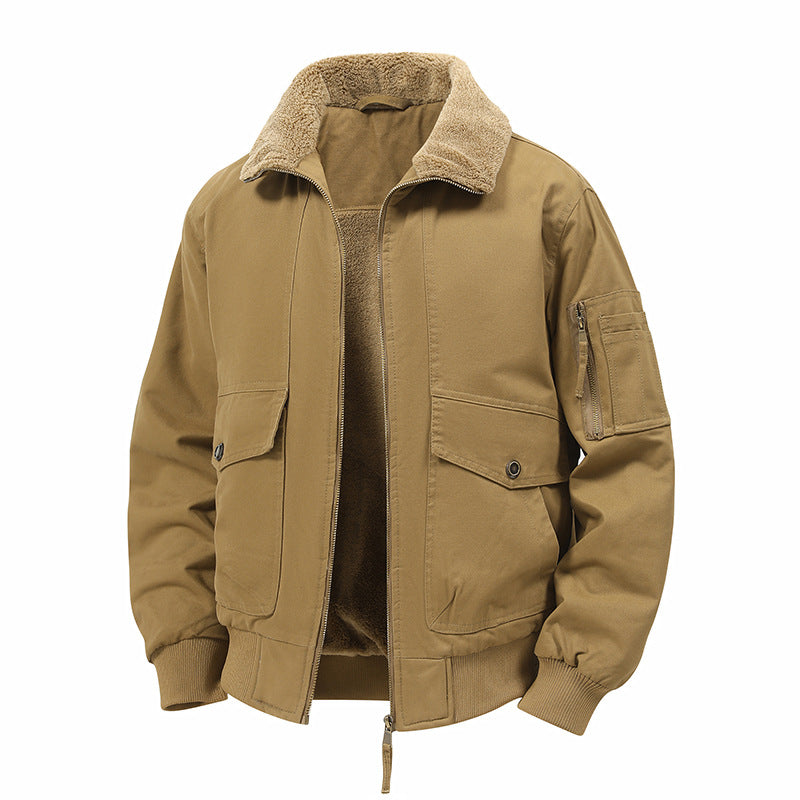 Herren Wattierte Bomberjacke mit Teddyfutter, Utility-Ärmeltasche & Pattentaschen Drune