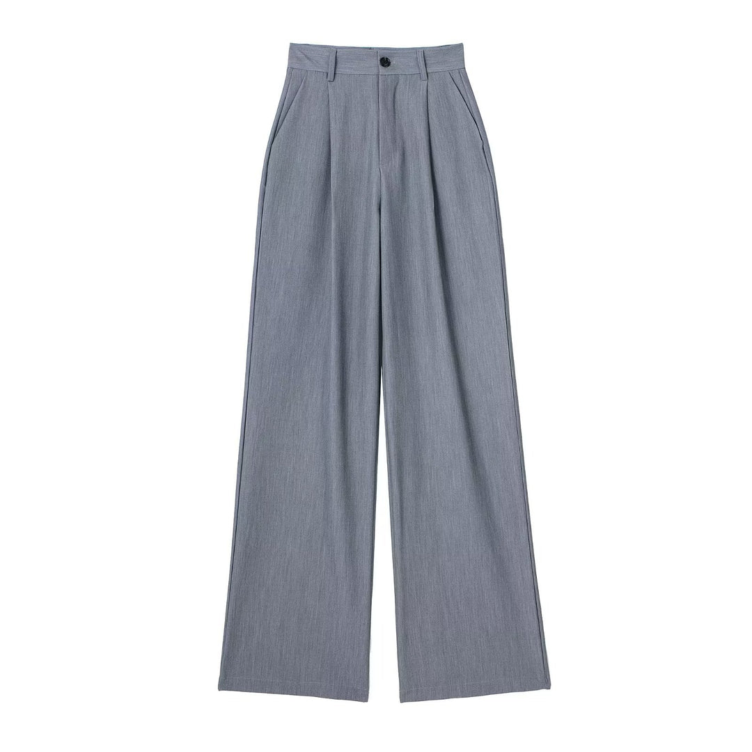 Damen Weite Highwaist-Bundfaltenhose mit Bügelfalte und seitlichen Eingrifftaschen Drune