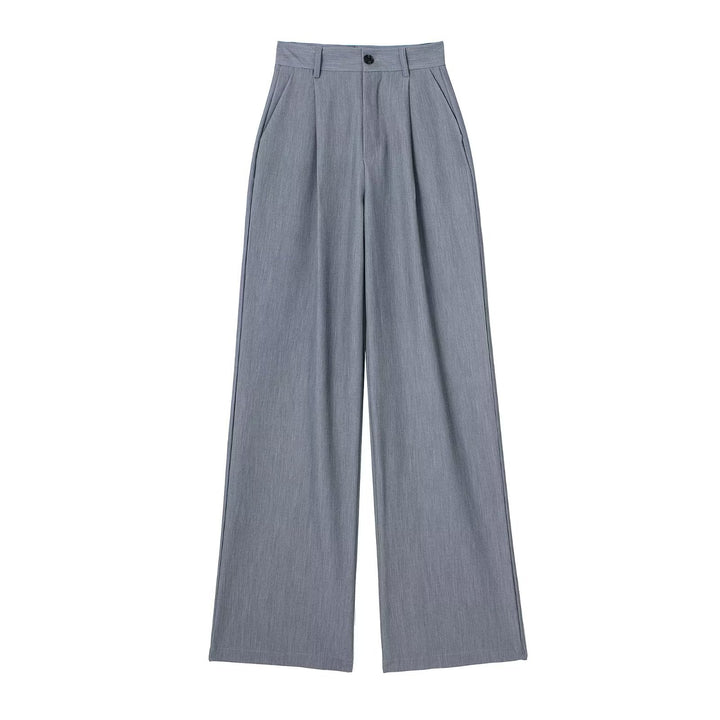 Damen Weite Highwaist-Bundfaltenhose mit Bügelfalte und seitlichen Eingrifftaschen Drune