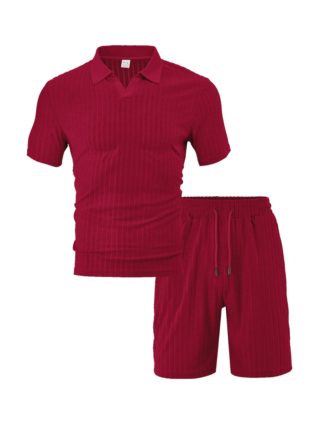 Herren nan Strick-Lounge-Ensemble mit Polokragen V‑Einsatz und Tunnelzug-Bermudas Drune