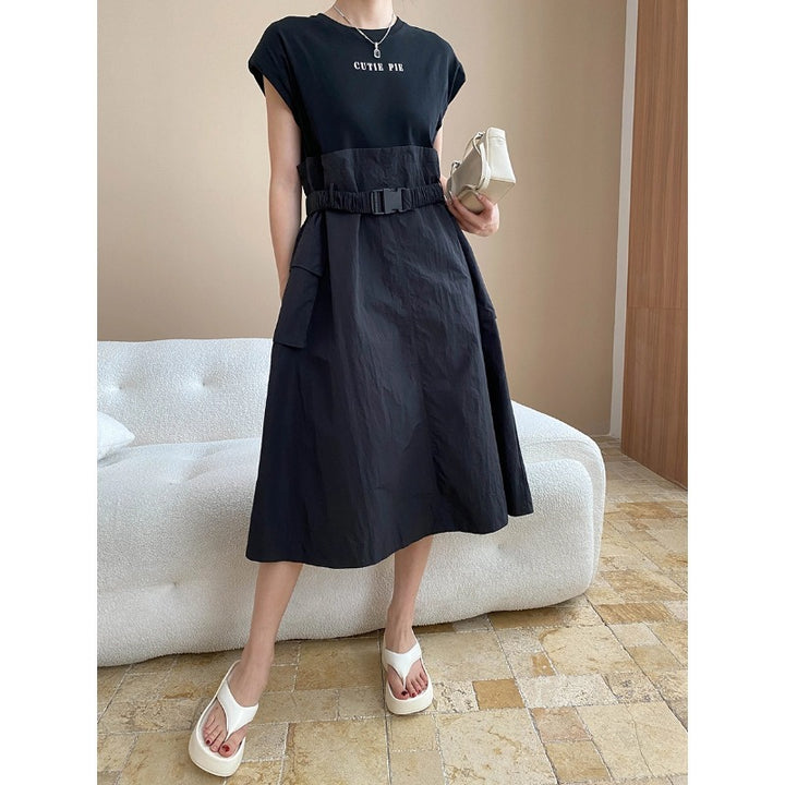 Damen Kleid mit modischem Gürtel und praktischen Taschen Drune