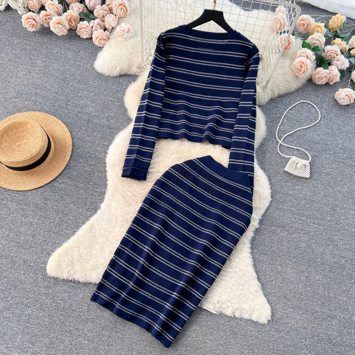 Damen eleganter Strickanzug mit Reißverschluss Drune