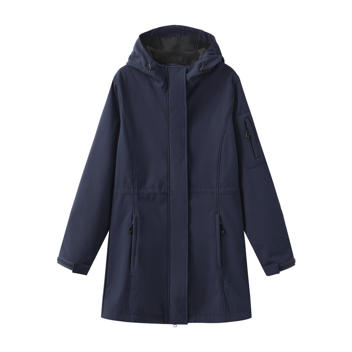 Damen nan funktionaler Softshell-Parka mit Teddyfleece-Futter, Kapuze und Taillenzug Drune