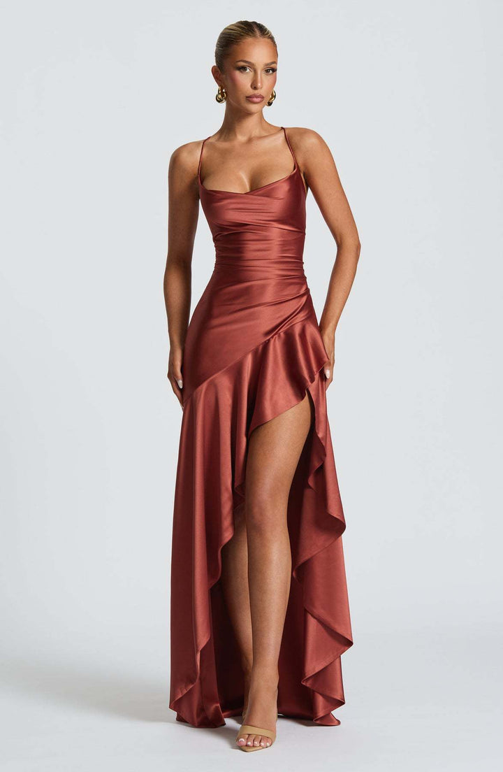 Damen schickes Abendkleid mit hohem Schlitz Drune
