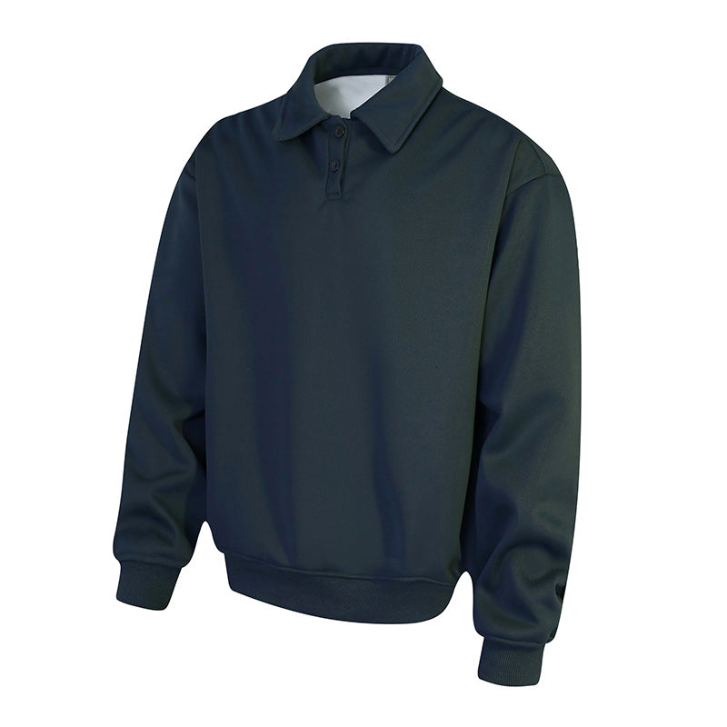 Herren Polo‑Sweatshirt im Oversize‑Relaxed‑Fit mit Rippbündchen und Knopfleiste Drune