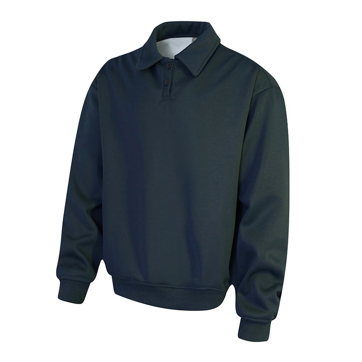 Herren Polo‑Sweatshirt im Oversize‑Relaxed‑Fit mit Rippbündchen und Knopfleiste Drune