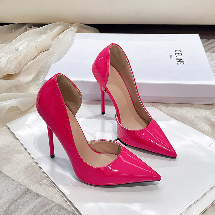 Damen Elegante spitz zulaufende Lack‑Pumps mit ultraschlanker Stiletto‑Silhouette und geschwungener Seitenlinie Drune