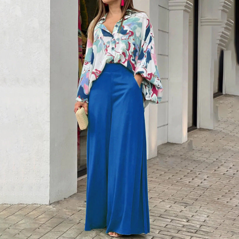Damen Fließende Highwaist Palazzo‑Hose mit weitem Bein und elegantem Satinfall Drune