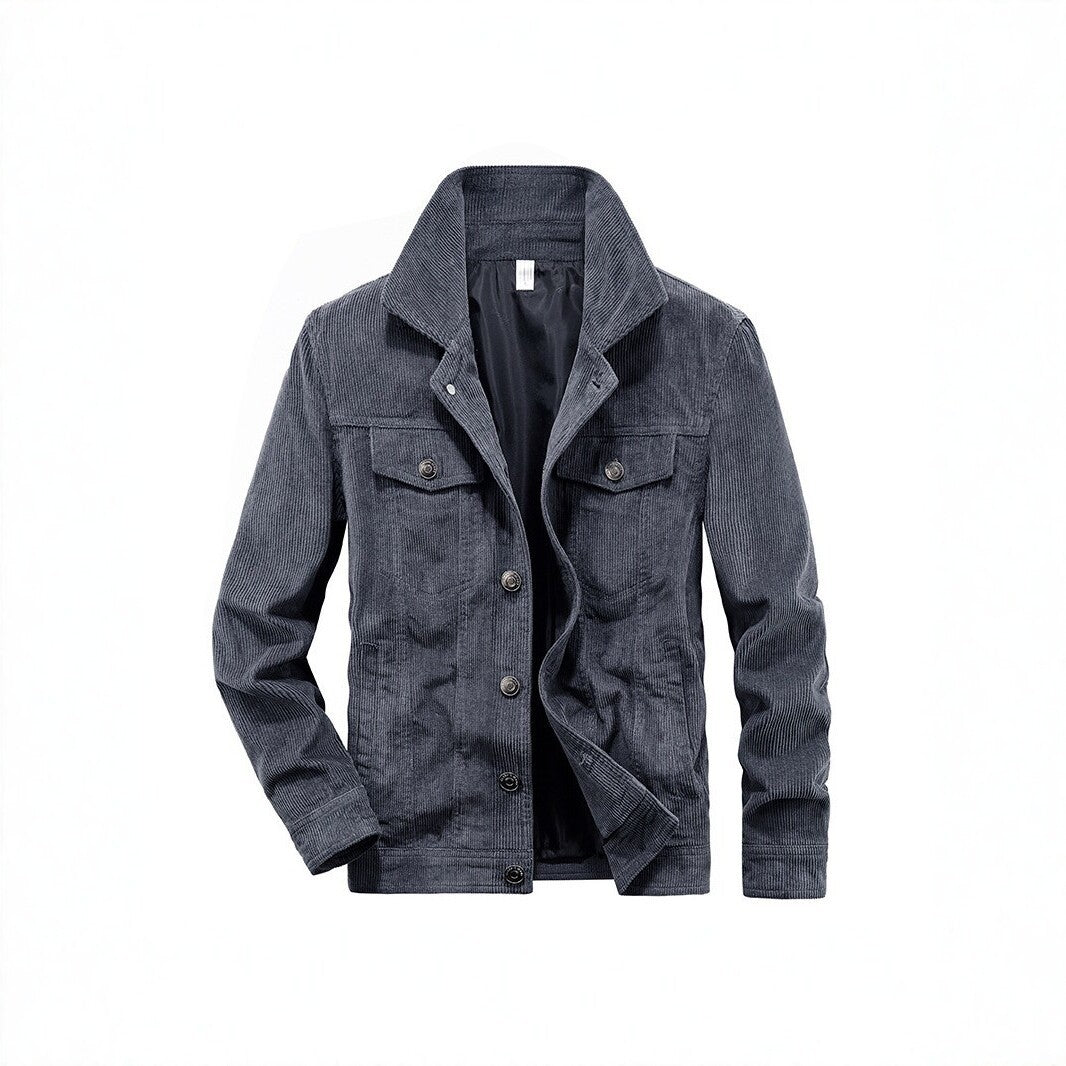 Herren Cordjacke aus Feincord mit Hemdkragen, Brustklappen und gesteppter Innenfütterung Drune