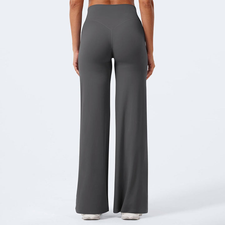 Damen nan hochgeschnittene formende Loungehose mit weitem Schlag und nahtlosem Komfortbund Drune