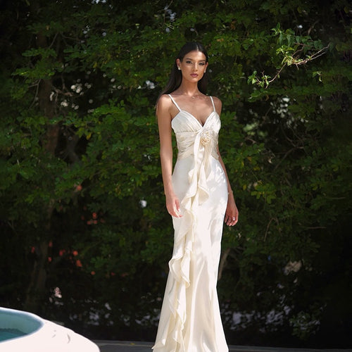 Damen Langärmeliges Maxikleid mit raffinierten Drapierungen Drune