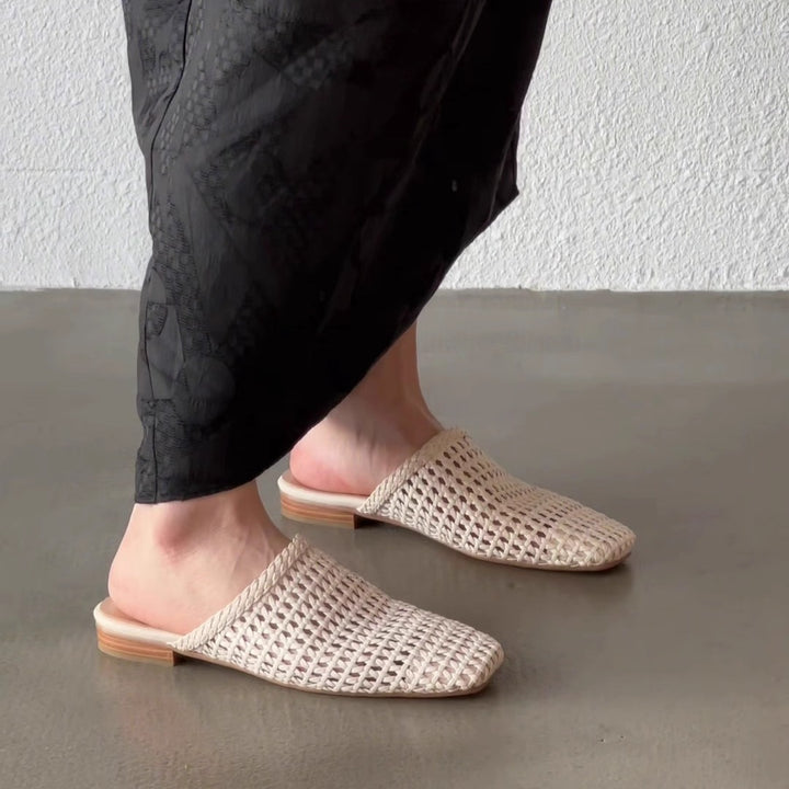 Damen Freizeit-Mules aus geflochtenem Material Drune