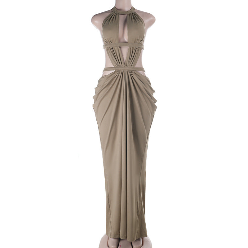 Damen elegantes Wickelkleid mit tiefem V-Ausschnitt und modischen Drapierungen Drune