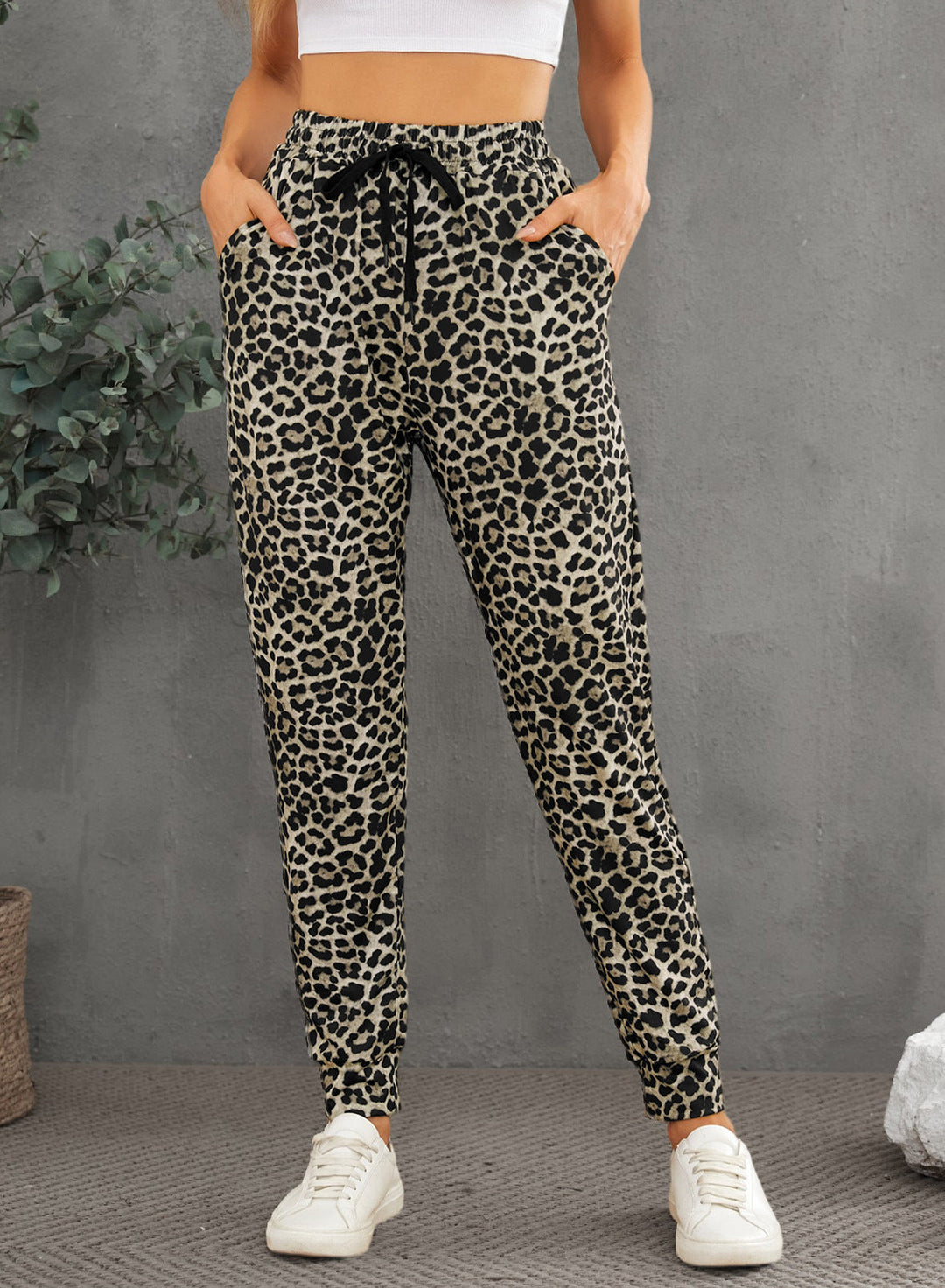 Damen Modische Sporthose im trendigen Leopardenmuster Drune