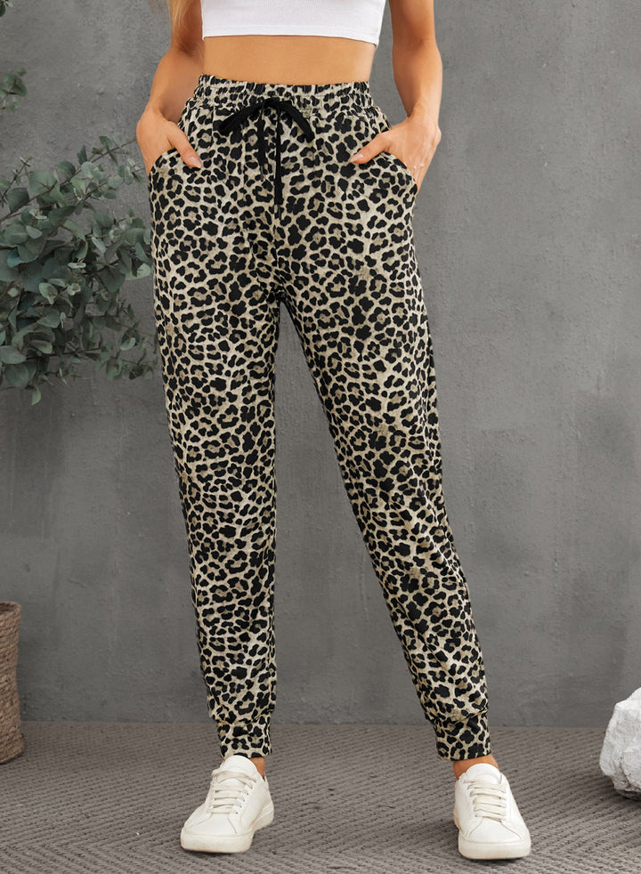 Damen Modische Sporthose im trendigen Leopardenmuster Drune