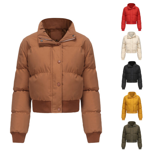 Damen nan kurze wattierte Steppjacke mit hohem Stehkragen und Rippbündchen Drune