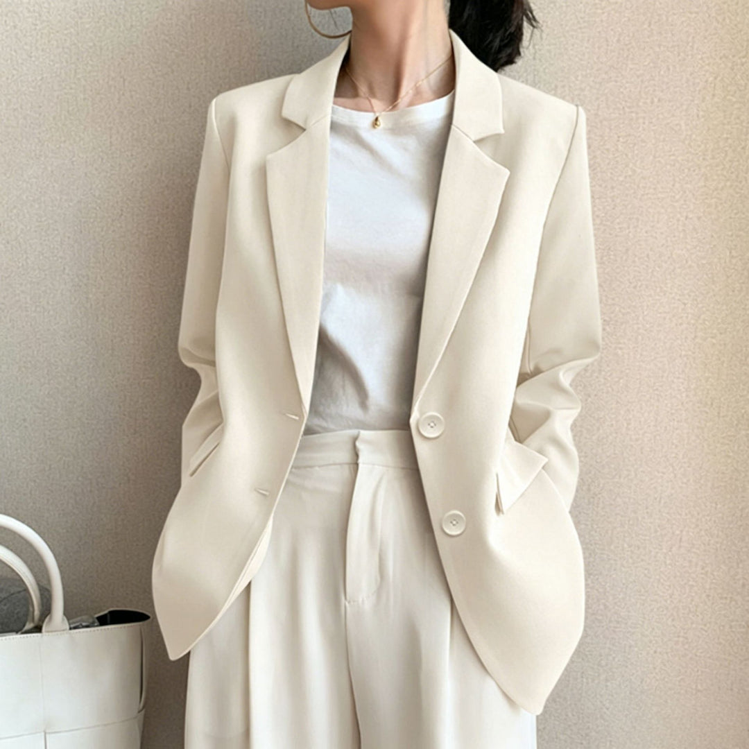 Damen Modischer Blazer mit Perlenknöpfen Drune