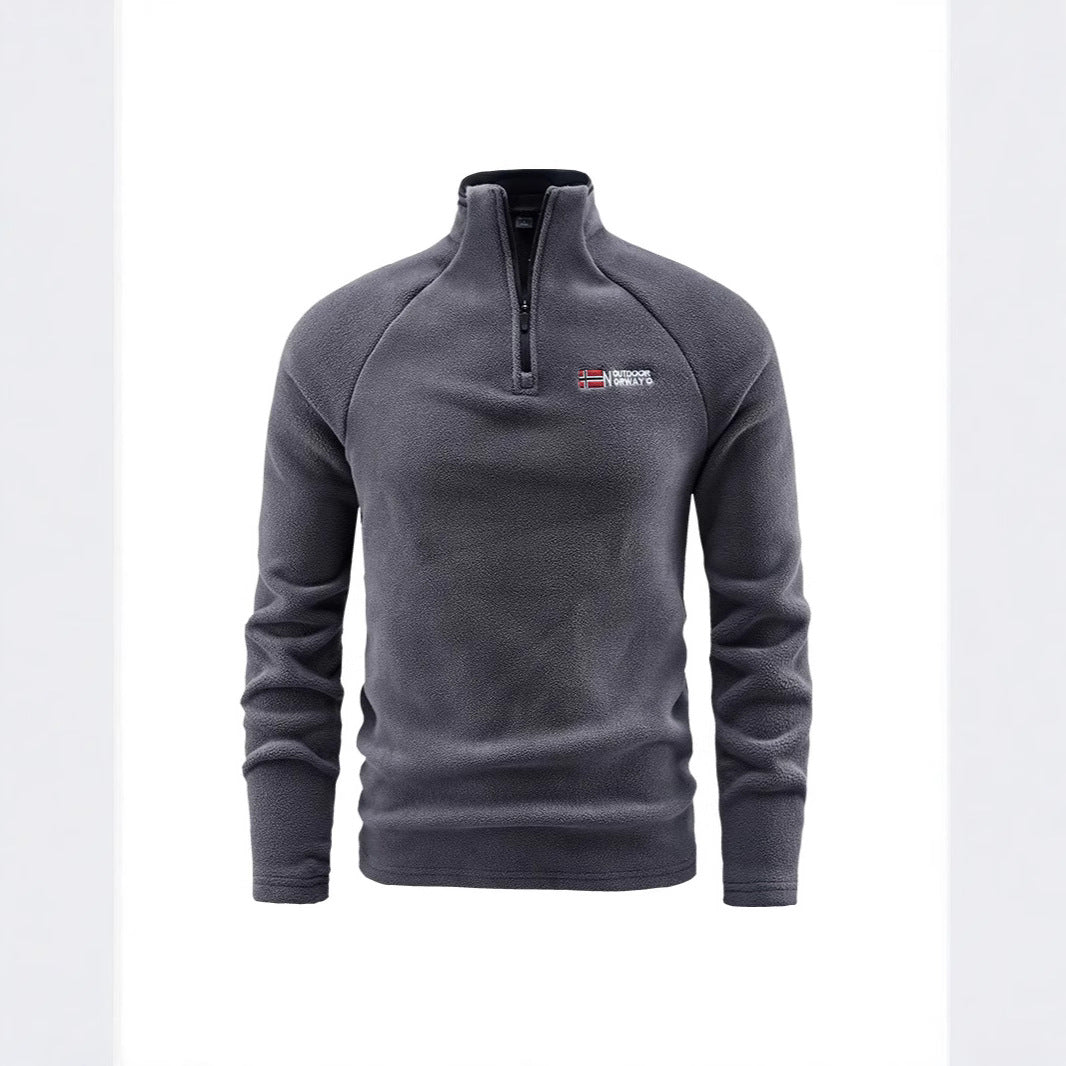 Herren Flauschiger Zip‑Troyer Fleecepullover mit Stehkragen und Raglanärmeln Drune