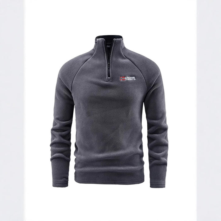 Herren Flauschiger Zip‑Troyer Fleecepullover mit Stehkragen und Raglanärmeln Drune