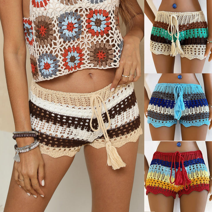 Damen Häkel-Strandshorts mit dekorativem Taillenzug Drune