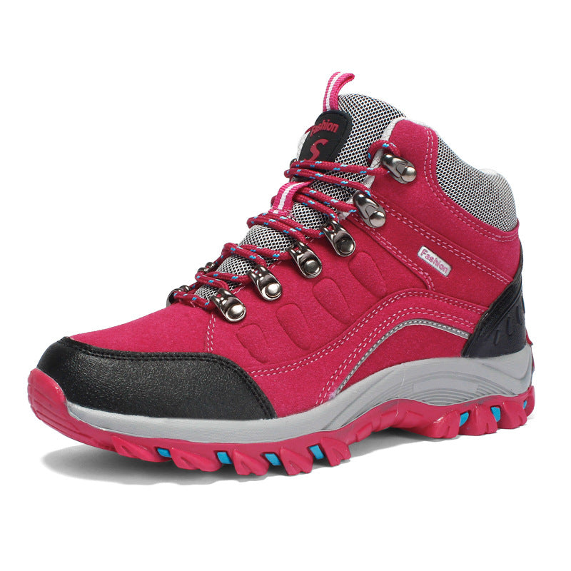 Damen Knöchelhoher Trekkingstiefel mit Wildleder‑Optik, Metallhaken‑Schnürung und griffiger Mehrzonenprofilsohle Drune