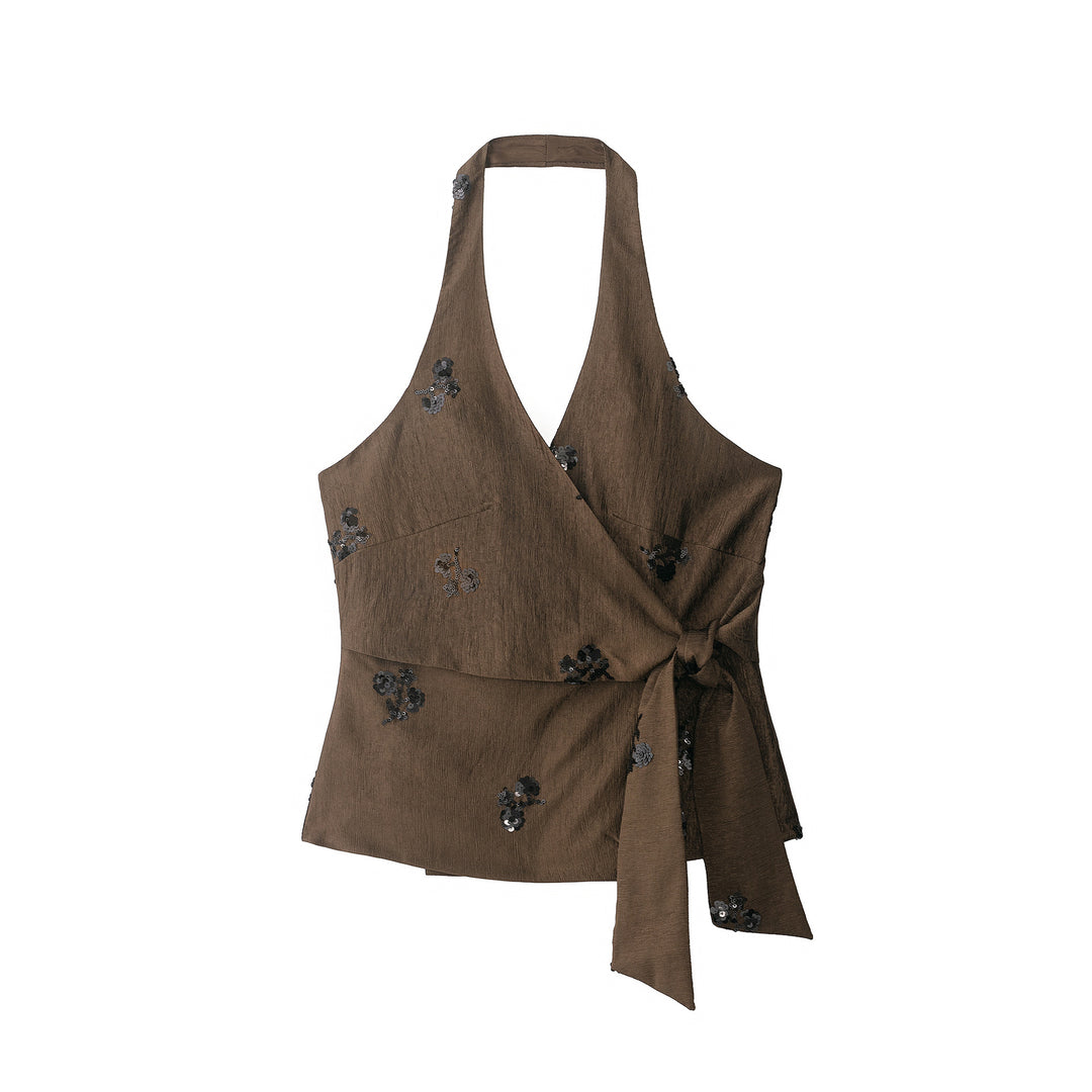 Damen 40+ weite Palazzo‑Culotte mit floraler Paillettenbestickung Drune