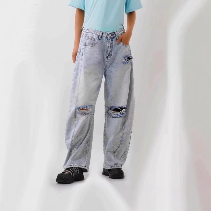 Damen weit geschnittene Destroyed Jeans Drune