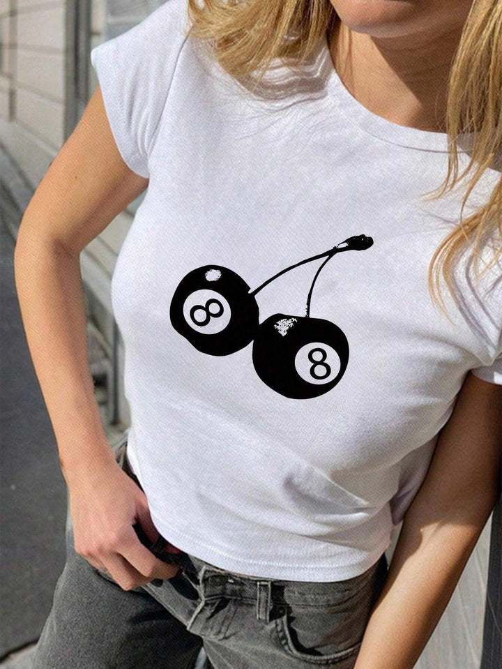 Damen Crop-Top mit floralem Grafikdruck und figurbetontem Schnitt Drune