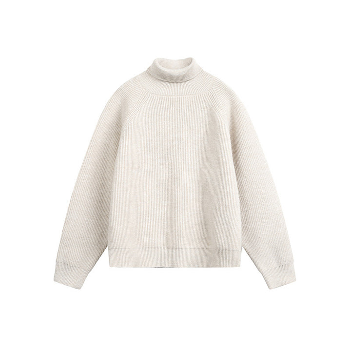 Unisex Rollkragenpullover aus grobem Rippstrick mit Raglanärmeln und geradem Saum Drune