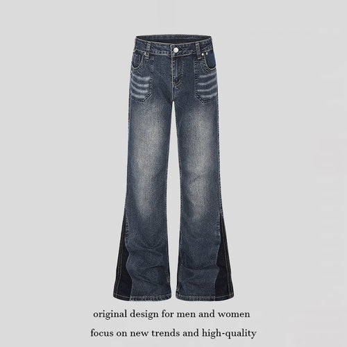 Damen Schlagjeans mit hohem Bund und seitlichen Kontrastbahnen Drune