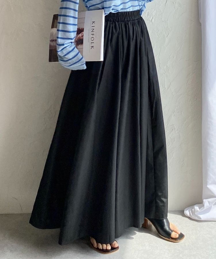 Damen Eleganter Teller‑Maxirock mit hohem Bund, versteckten Eingrifftaschen und verstärktem Saum Drune