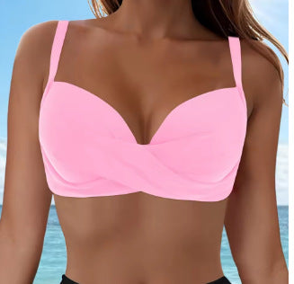 Damen Elegantes Bikinioberteil mit Wickeldesign Drune