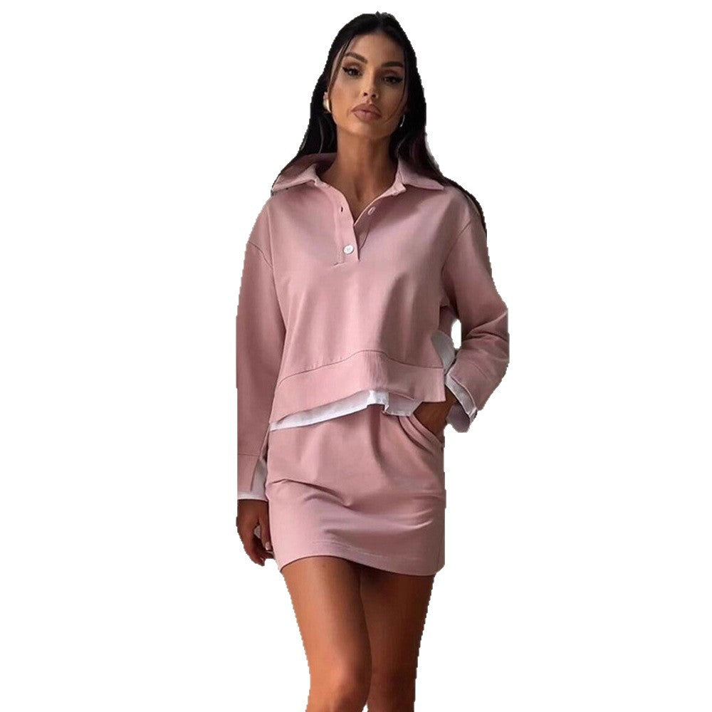 Damen sportliches Set mit Crop-Oberteil und Minirock Drune
