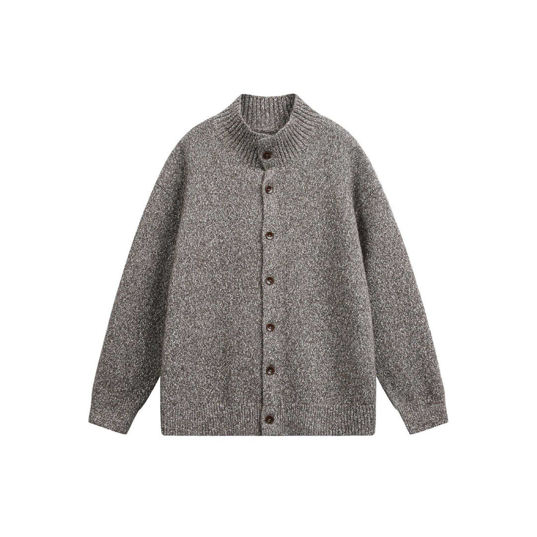 Damen Oversize-Strickjacke mit hochgezogenem Rippkragen und Holzknopfverschluss Drune