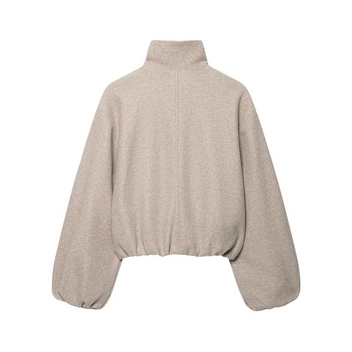 Damen Oversized Kurzblouson mit Stehkragen, Reißverschluss und elastischem Saum Drune