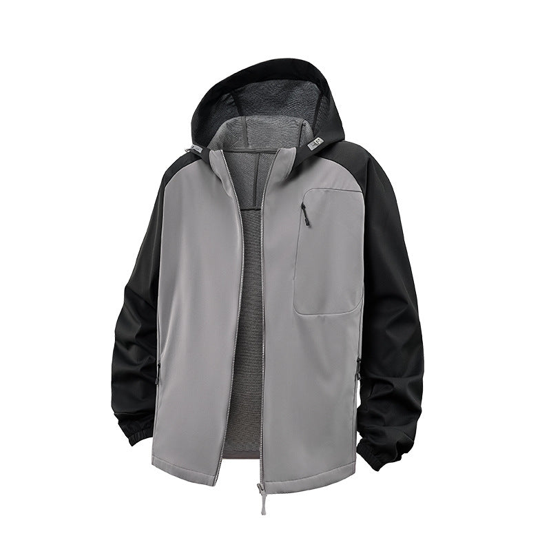 Herren Wasserdichte Softshell-Kapuzenjacke mit Fleece-Innenfutter, winddicht und mit Brustreißverschluss Drune