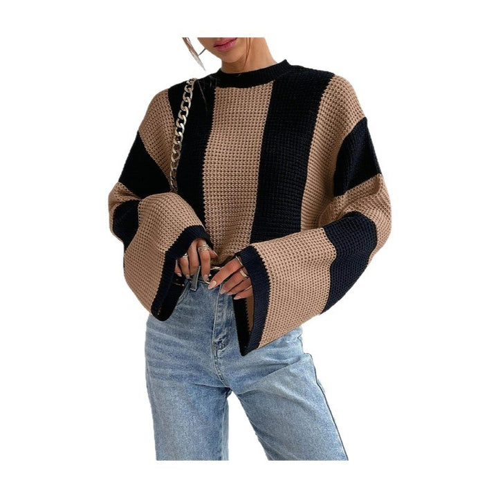 Damen Wabenstrick Pullover mit weiten Ärmeln Drune