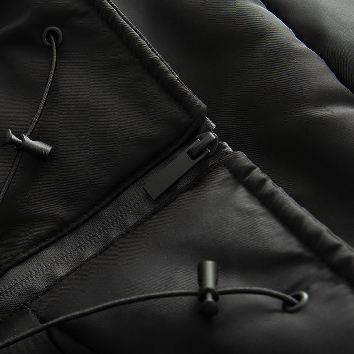 Damen nan kurz geschnittene Steppjacke mit hohem Stehkragen, weitem Funnel‑Hood und wasserabweisender Oberfläche Drune