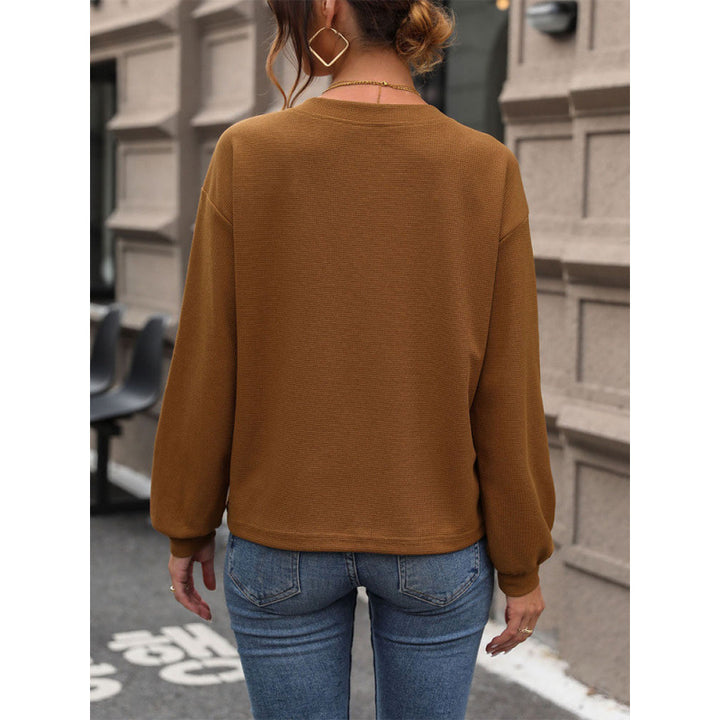 Damen legerer V-Ausschnitt Pullover mit strukturiertem Design Drune