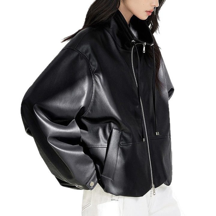 Damen Modische Blousonjacke mit hohem Kragen Drune