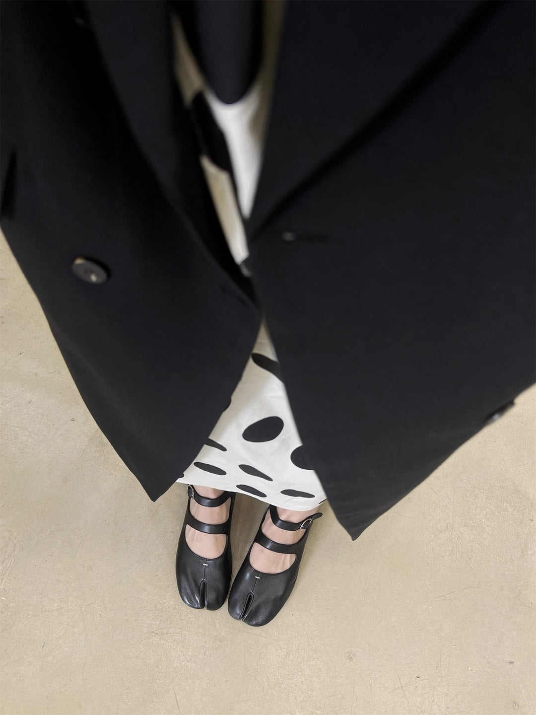 Damen verstellbare Riemen Tabi Ballerinas Drune