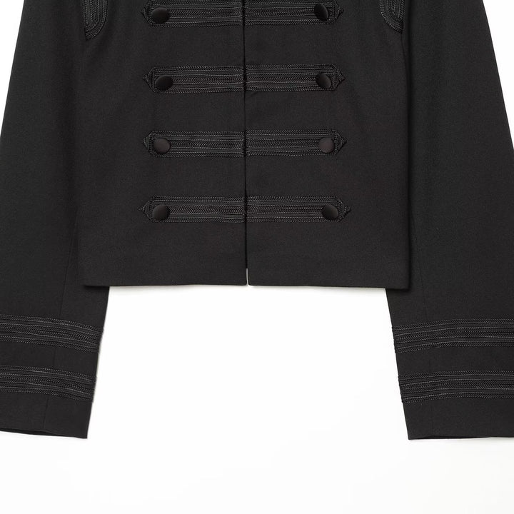 Damen Cropped Marschalljacke mit Stehkragen und dekorativen Zierbordüren Drune