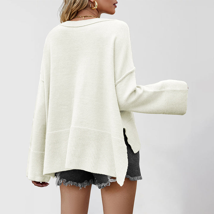 Damen oversized Strickpullover mit weitem Schnitt und Rippenbündchen Drune