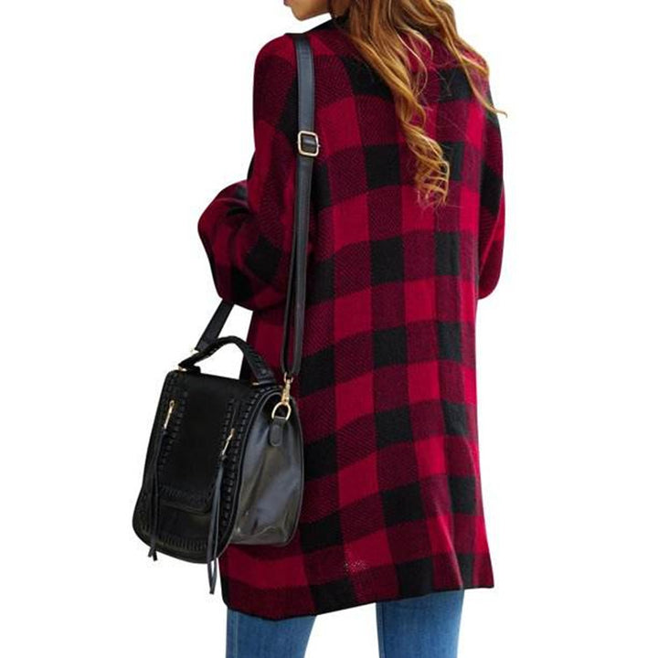 Damen Strickjacke mit kariertem Muster und lässigem Schnitt Drune