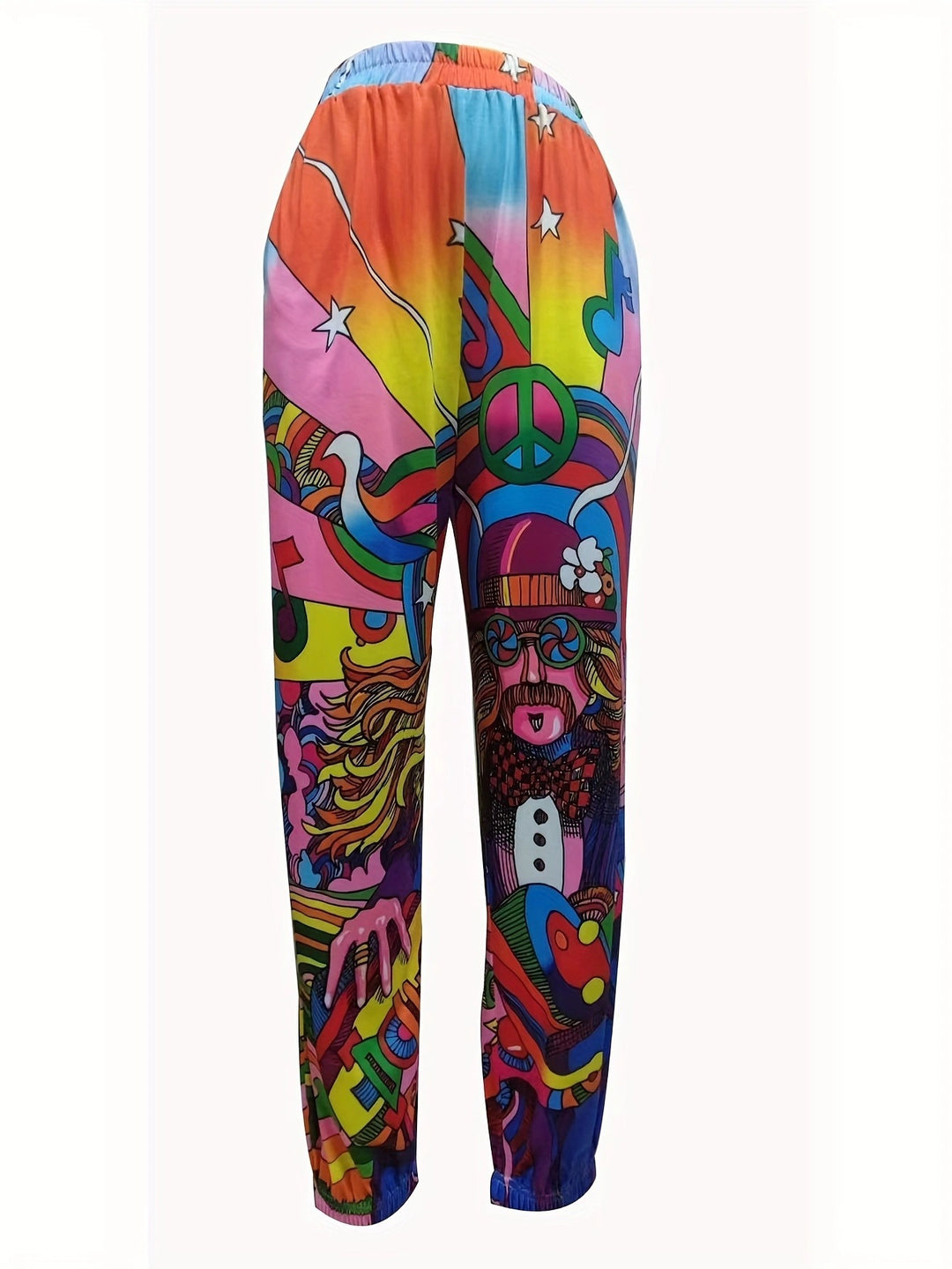 Damen Bequeme Freizeithose mit buntem Grafikdesign Drune