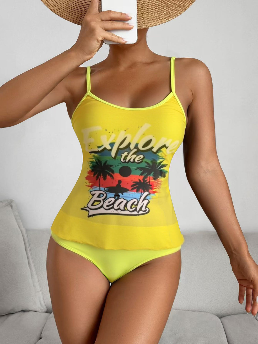 Damen Einteiliger Badeanzug mit trendigem Grafikdesign Drune